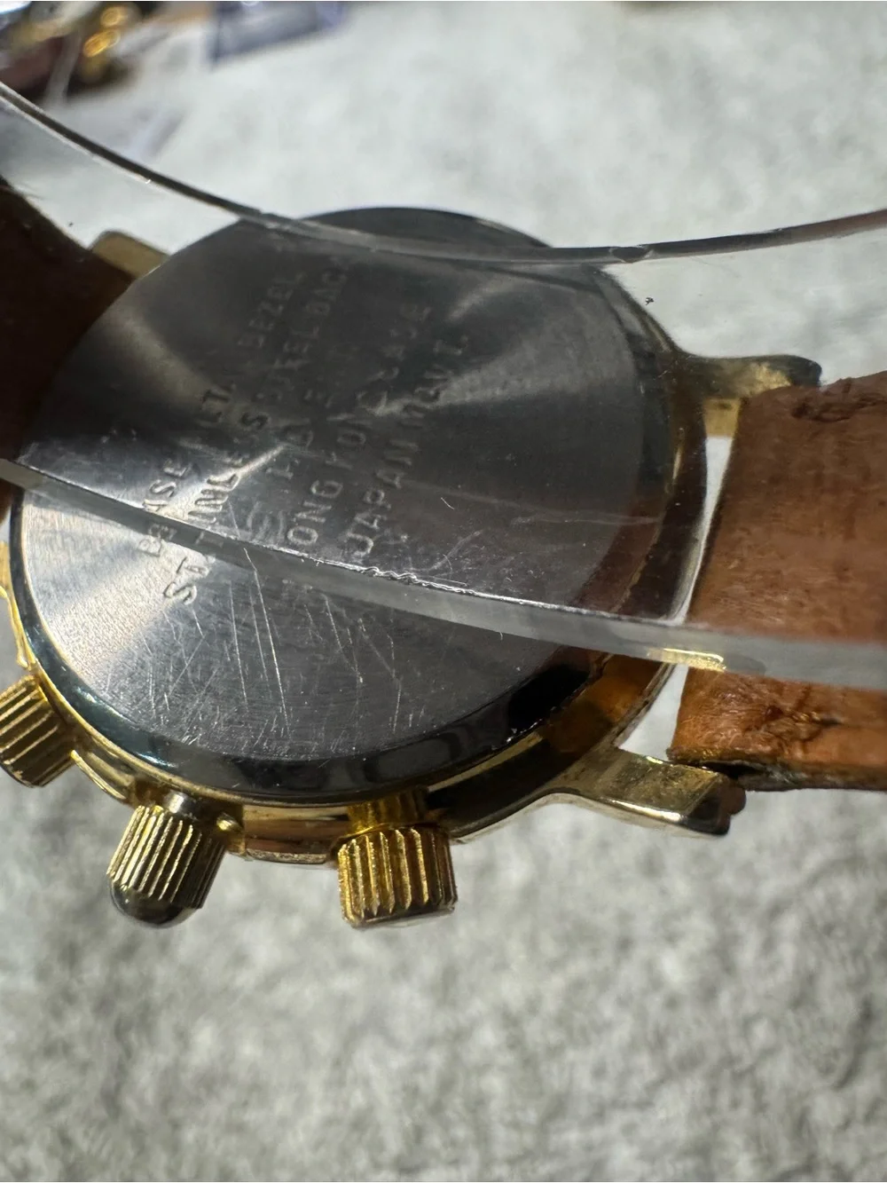 Women's Gold-Tone Moonphase Watch with Brown Leather Strap